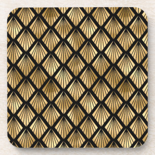 Donkerbruin en gouden kunst Deco gevild Bier Onderzetter