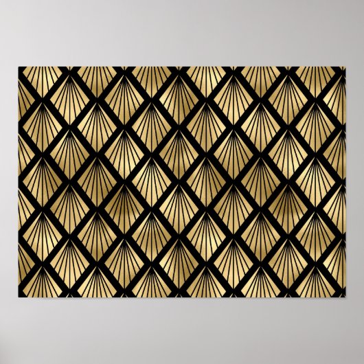 Donkerbruin en gouden kunst Deco gevild Poster (Voorkant)