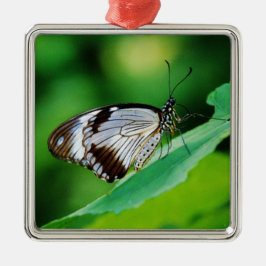 Donkerbruin en grijze vlinder metalen ornament