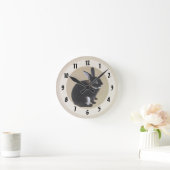 Donkerbruin en wit Mini Rex Konijn Ronde Klok (Huis)