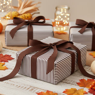 Donkerbruin en witte strepen patroon cadeaupapier