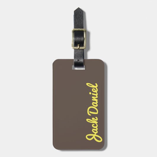 Donkerbruin geel Stijlvol Vet Monogram Mannelijk Bagagelabel (Voorkant verticaal)
