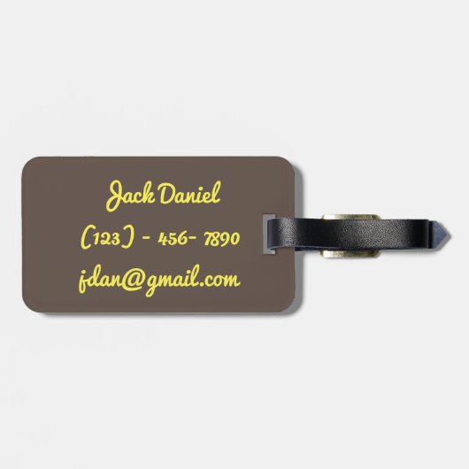 Donkerbruin geel Stijlvol Vet Monogram Mannelijk Bagagelabel (Achterkant horizontaal)