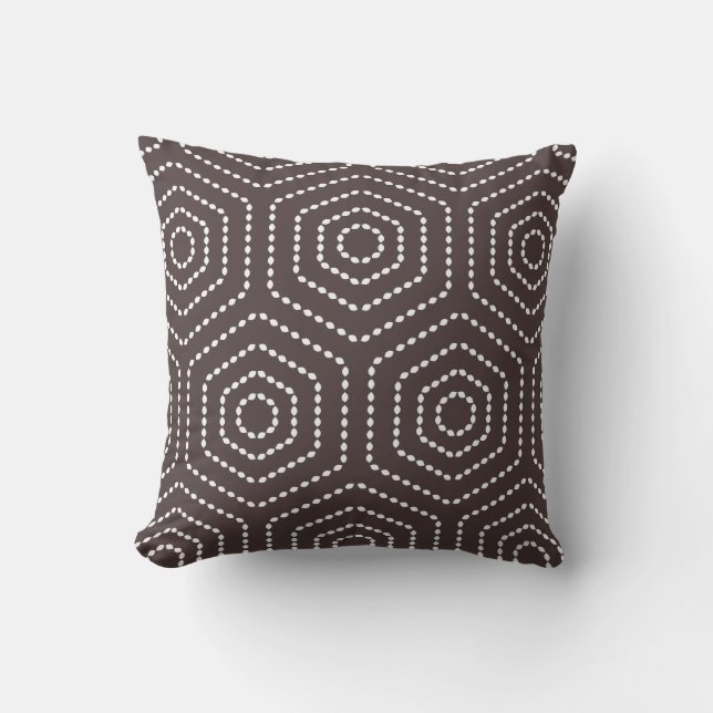 Donkerbruin Geometric Pattern Pillow Kussen (Voorkant)