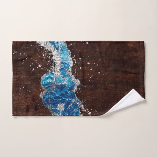 Donkerbruin hout en blauwe Abstracte digitale kuns Bad Handdoek (Handdoek)