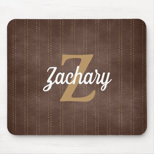 Donkerbruin  instripe reportmonogram muismat (Voorkant)