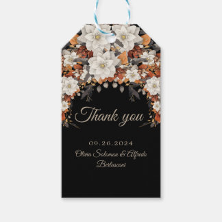 Donkerbruin, koffiecaramel en beige herfst cadeaulabel