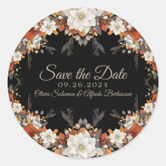 Donkerbruin, koffiecaramel en beige herfst ronde sticker