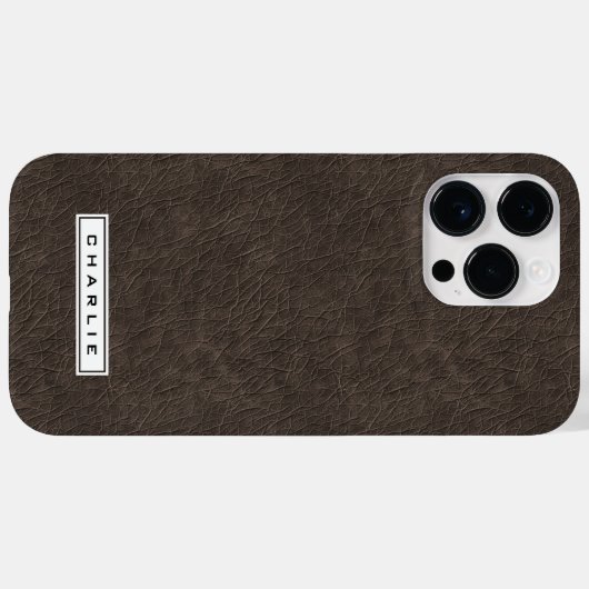 Donkerbruin lederen gedrukt afbeelding aangepaste Case-Mate iPhone case (Achterkant (horizontaal))
