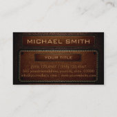 Donkerbruin leer look bruin monogram visitekaartje (Achterkant)