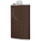 Donkerbruin mannelijk Monogram Groomsmen Gift Heupfles (Links)
