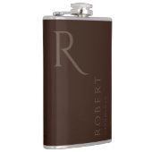 Donkerbruin mannelijk Monogram Groomsmen Gift Heupfles (Rechts)