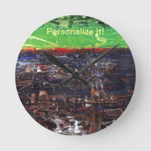 Donkerbruin met rode, groene oerwoud ronde klok