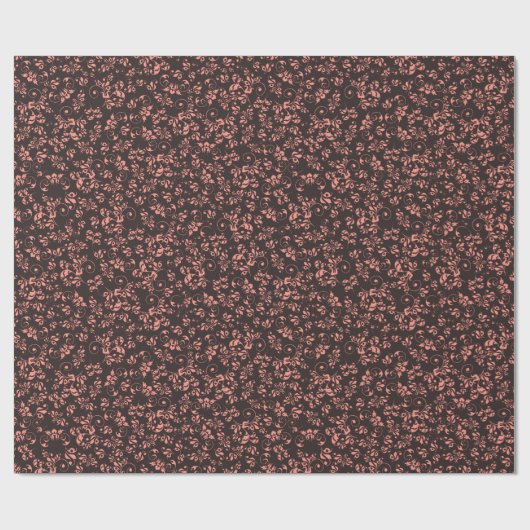 Donkerbruin  Retro Floral Pattern Cadeaupapier (Vlak)