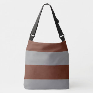 Donkerbruin rood en grijs eenvoudige extra brede s crossbody tas