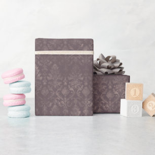 Donkerbruine Bloemen Damast Wrapping Paper Roll Cadeaupapier