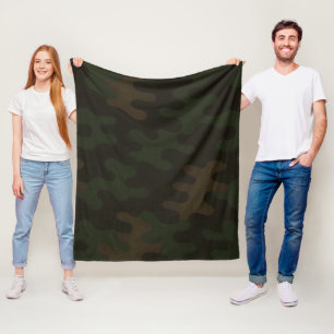 Donkerbruine bosgroene rijke aardse camouflage fleece deken