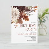Donkerbruine Bourgogne Bloemen Verjaardagsfeest Kaart (Staand voorkant)
