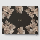 Donkerbruine & Bronzen Bladeren Rustieke Herfst Br Gastenboek (Achterkant)