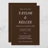 Donkerbruine bruiloft kaart (Voorkant / Achterkant)