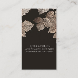 Donkerbruine en bronzen bladeren Rustic Refer a Fr Aanbevelingskaartje