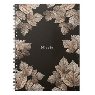 Donkerbruine en bronzen bladeren Rustieke Glam op Notitieboek