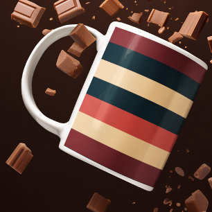  donkerbruine en groene strepen koffiemok