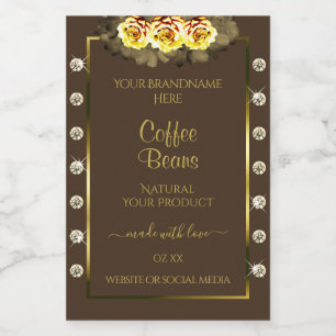 Donkerbruine Gouden Productlabels Gele Rozen Siera Voedselcontainer Etiket