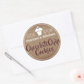 donkerbruine kraftpapier, koekjesbakkerijlabel ronde sticker (Envelop)