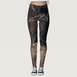 Donkerbruine marmeren gouden aderen leggings