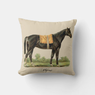 Donkerbruine paard kunst decor gepersonaliseerd kussen