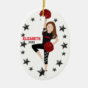 Donkerbruine Zwart van het Meisje van Pom van de Keramisch Ornament