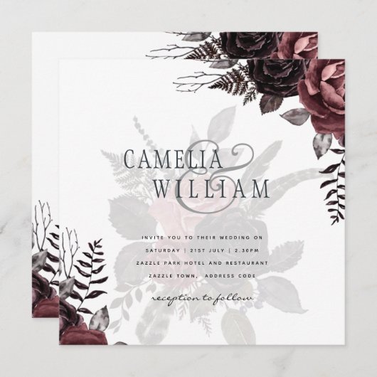 Donkerbruine zwarte Rozen bruiloft Herfst winter (Voorkant / Achterkant)