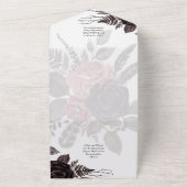 Donkerbruine zwarte Rozen bruiloft Herfst winter All In One Uitnodiging (Buitenkant)