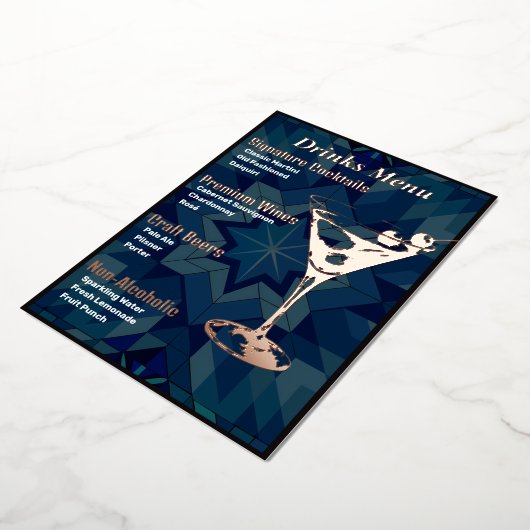 Donkerder Rand Gold-Foiled Beverage Menu (Gedraaid)