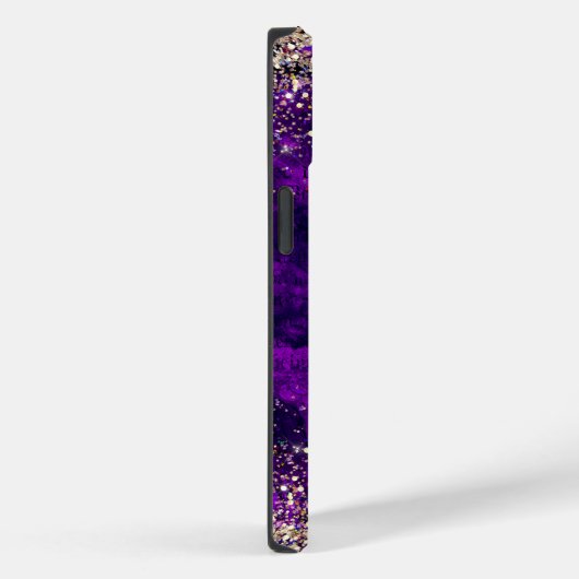 donkerdonker paars goudfaux glitter monogram Case-Mate iPhone case (Achterkant / Rechts)