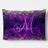 donkerdonker paars goudfaux glitter monogram etui (Achterkant)