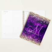 donkerdonker paars goudfaux glitter monogram planner (Display)