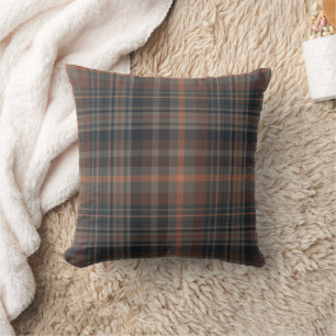 Donkere aarde bosgrond plaid tartan   kussen