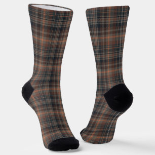 Donkere aarde bosgrond plaid tartan sokken