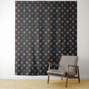Donkere aarde boslanden Fleur-de-lis ontwerp Wandkleed