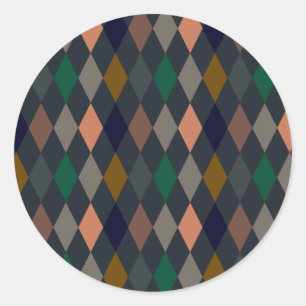 Donkere aarde boslandschap harlekijn diamanten ronde sticker