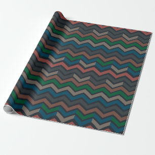Donkere aarde boslandschap zigzag chevron cadeaupapier