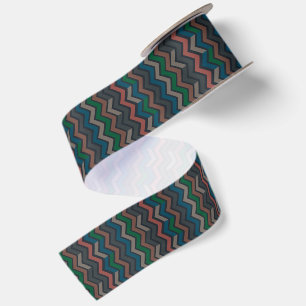 Donkere aarde boslandschap zigzag chevron lint