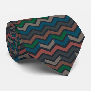 Donkere aarde boslandschap zigzag chevron stropdas