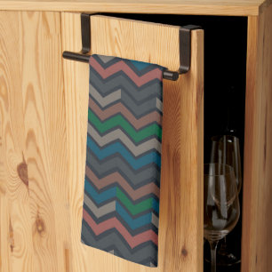 Donkere aarde boslandschap zigzag chevron theedoek
