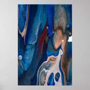 Donkere Abstracte zeestreepjes met metalen vloeist Poster