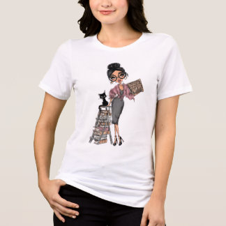 Donkere Academische Boek Heks met Kat Tri-Blend Shirt