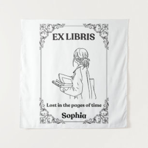 Donkere Academische Ex Libris Gepersonaliseerd Lee Wandkleed