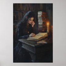 Donkere Academische Meisje Leest Kunst Gotische Bi
